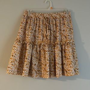 Yellow two tier floral skirt